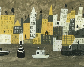 Tiny New York City.  Limited edition print by Matte Stephens.