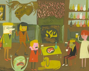 Private party at Steak and Ale, 1981.  Limited edition print by Matte Stephens.