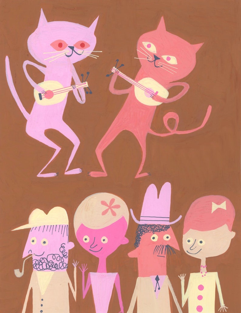 Ukulele Cats' First Concert. Limited edition print by Matte Stephens. image 1