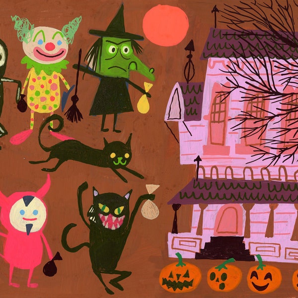 Halloween Bandits III Roscoe's Return. Limited edition print by Matte Stephens.