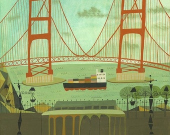 Golden Gate Bridge.  Limited edition print by Matte Stephens.