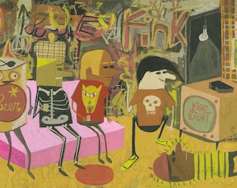 TV Party 1987. Limited edition print by Matte Stephens.