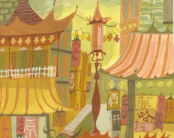 Chinatown, San Francisco.  Limited edition print by Matte Stephens.