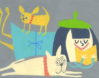 Vivienne relaxing.  Limited edition print by Matte Stephens