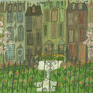 Gramercy Park in the spring. Limited edition print by Matte Stephens.