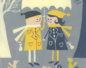 Feeding Birds. Original painting by Matte Stephens.