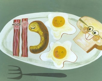 Lumberjack Breakfast.  Limited edition print by Matte Stephens.