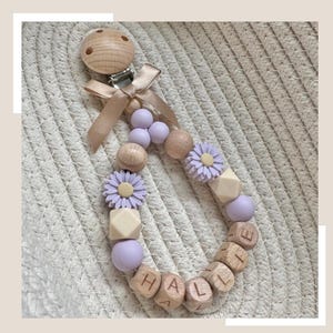 Pram Charm Personalised, Flower Bead, Baby Girl, Lilac, Baby Gift, Hanging Pram Chain, Romany Pram Charm, Pushchair Charm, Pushchair Chain