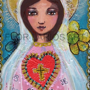 Santa Maria - Mixed Media Gemälde: Antikes Finish, verträumte Kunst (13 x 18 cm)