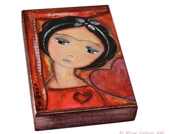 Frida Always in Love - Aceo giglee print mounted on wood 2.5 x 3.5 inches