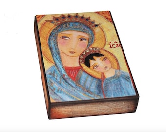 Our Lady of Perpetual Help Print on Wood Block (2.5 x 3.5 inches)