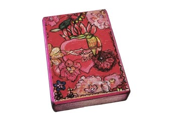 Frida's Heart - Aceo giglee print mounted on wood 2.5 x 3.5 inches