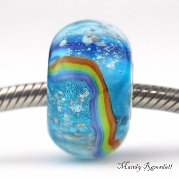 Rainbow Pet Cremation Memorial Bead Over the Rainbow Bridge Cremains Jewelry Glass Art Mandy Ramsdell Pet Ashes Keepsake Bead