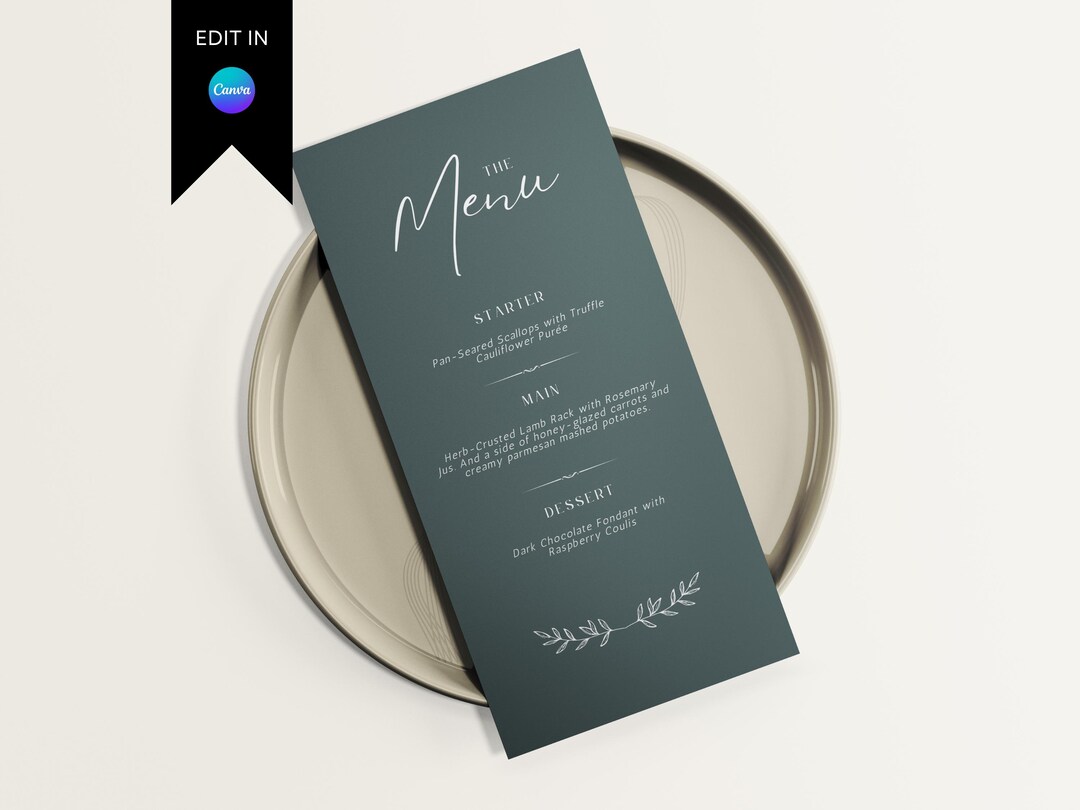Classy Green Fine-dining Menu Template Elegant Menu Card Menu Card ...