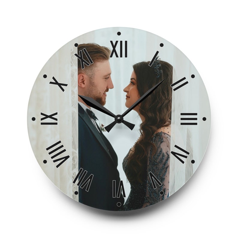 Personalized Photo Acrylic Wall Clock, Customizable Picture Clock, Custom Pet Image, Gift for Wedding, Anniversary, Couples, Family Photo zdjęcie 10