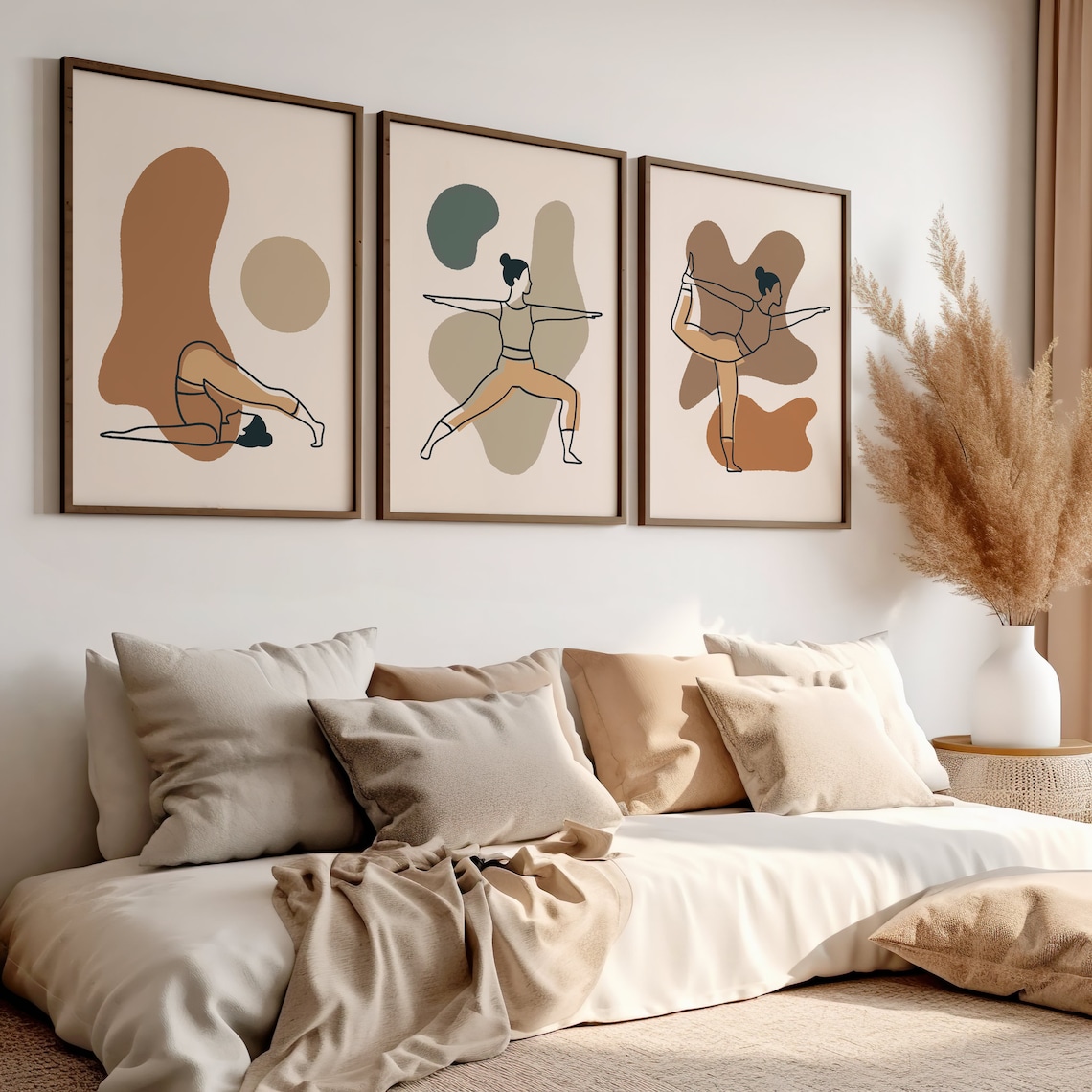 Yoga Studio Wall Art Print Set of 3 Trendy Beige Aesthetic Spa Room ...