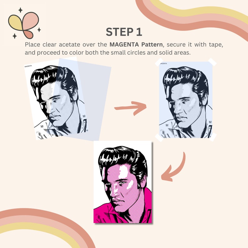 Printable Color by CMYK Patterns Retro Vintage Halftone Elvis Presley ...