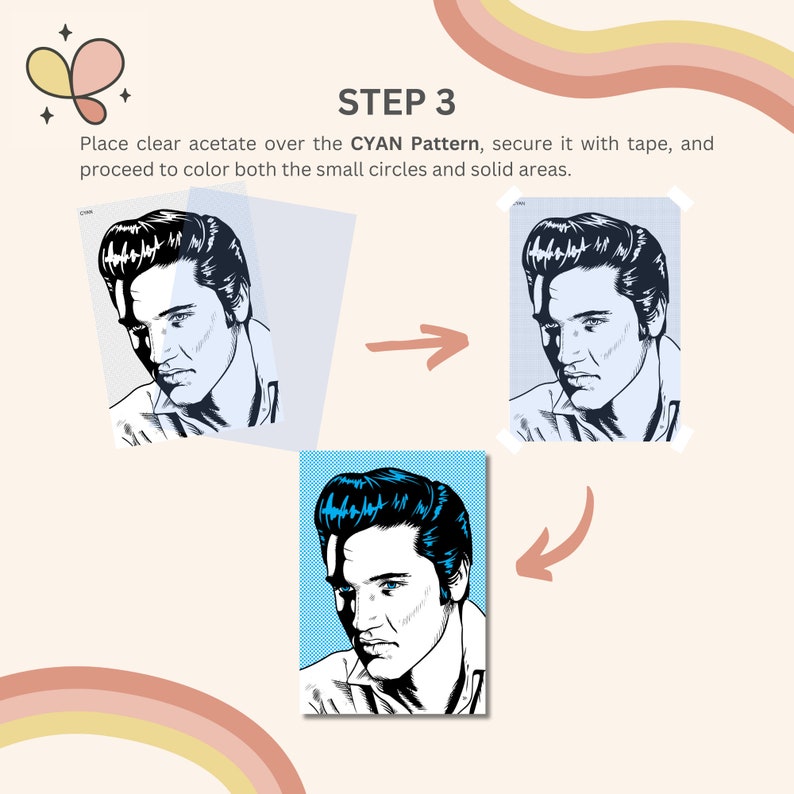 Printable Color by CMYK Patterns Retro Vintage Halftone Elvis Presley ...