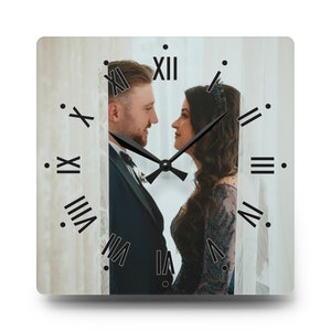 Personalized Photo Acrylic Wall Clock, Customizable Picture Clock, Custom Pet Image, Gift for Wedding, Anniversary, Couples, Family Photo zdjęcie 9