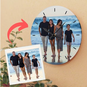 Personalized Photo Acrylic Wall Clock, Customizable Picture Clock, Custom Pet Image, Gift for Wedding, Anniversary, Couples, Family Photo zdjęcie 3