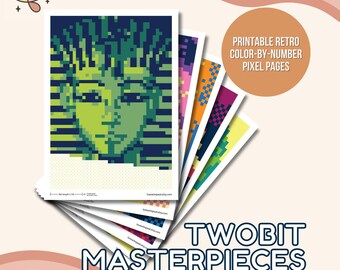 Printable Color by Number Pixel Pages Masterpiece Retro Game Console Art Nostalgic DIY Digital Adult Craft Kit Mosaic Paint by Number