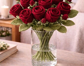 Handmade Crochet Rose Bouquet – Everlasting Knitted Floral Decor