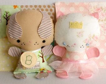 SALE Wittle Whimsy Charlie and Princess Kitty PDF Doll Pattern