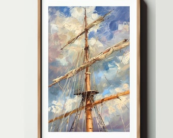 Sailing the Skies | Majestic Ship Mast and Sails, PRINTABLE Nautical Art, Instant Digital Download