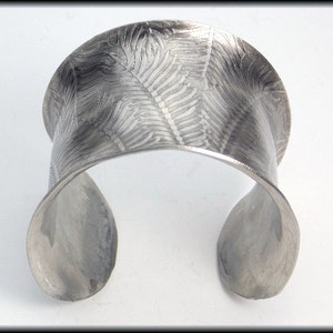 FERN FRONDS - Fern Fronds on Handforged Wide Pewter Cuff Bracelet