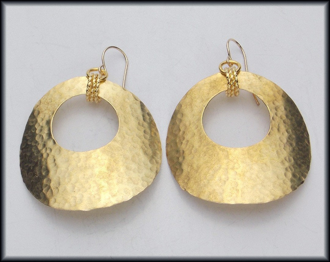 GYPSY Handforged Hammered Large Bronze Hoop Earrings - Etsy