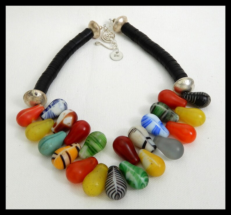 Old Handmade Mali Wedding Beads AFRICAN WEDDING BEADS African Vulcanite African Coin Silver Beads Statement Necklace