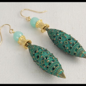 MOROCCAN LANTERNS - Celadon Jade - Moroccan Lantern Statement Earrings