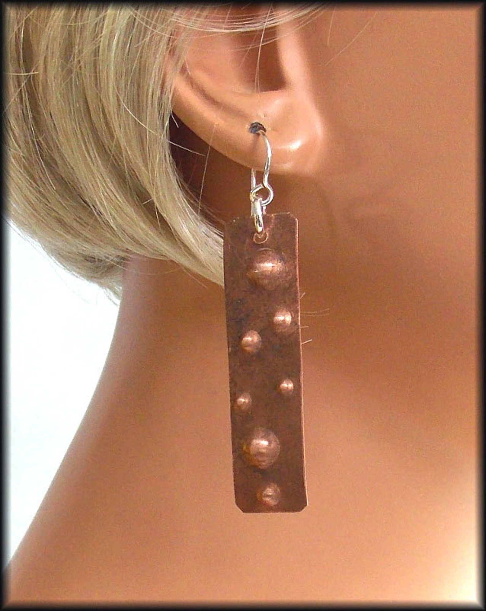 BUBBLES - Handforged Patinated Dimpled Copper & Sterling Earrings - Etsy