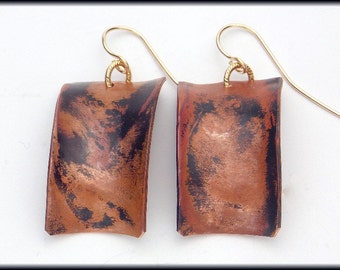 BELIZE - Handforged Flamed Curvy Concave Copper Earrings