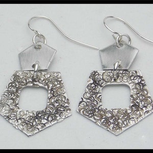 GENA - Handforged Textured Antiqued 2 Section Pewter Earrings