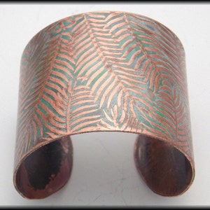 WEATHERED FERN FRONDS - Handforged Patinated Copper Fern Fronds Cuff Bracelet