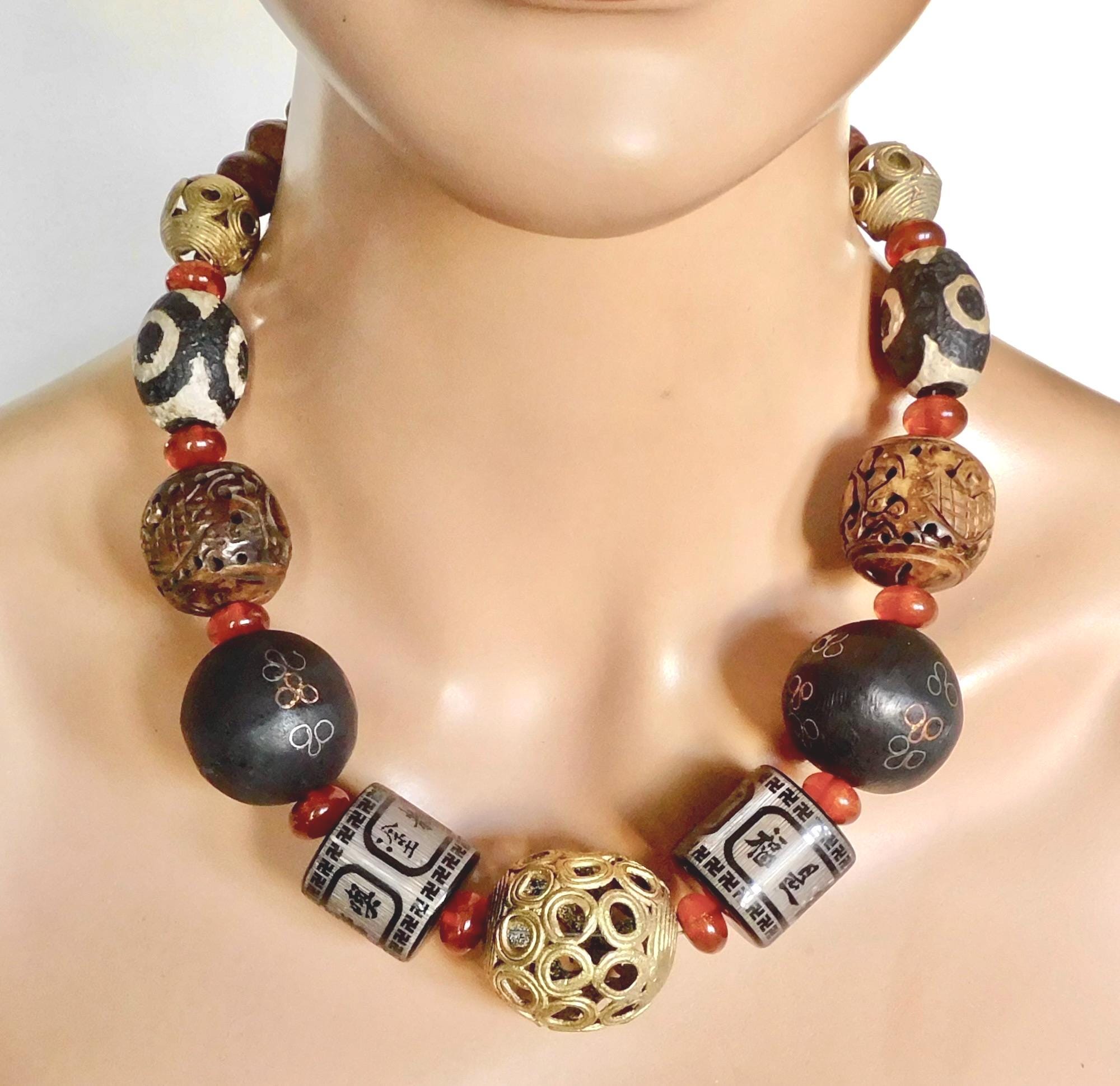ASIA and AFRICA - Handmade African Brass & Fab Mix of Asian Beads