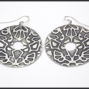JENA - Handforged Embossed Antiqued Pewter & Sterling Statement Earrings