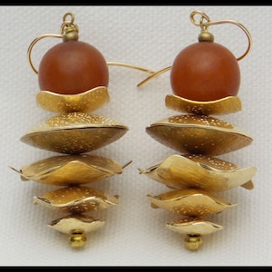 TIBET - Handmade Tibetan Beads - Handforged Bronze Stacked Earrings
