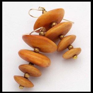 ORGANIC SAUCERS - Handcarved African Bone & Handforged African Brass Earrings