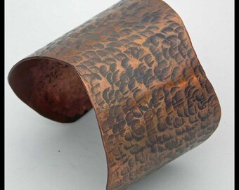 30% OFF ASYMMETRICS - Handforged Hammered Patinated Wide Asymmetrical Copper Cuff Bracelet