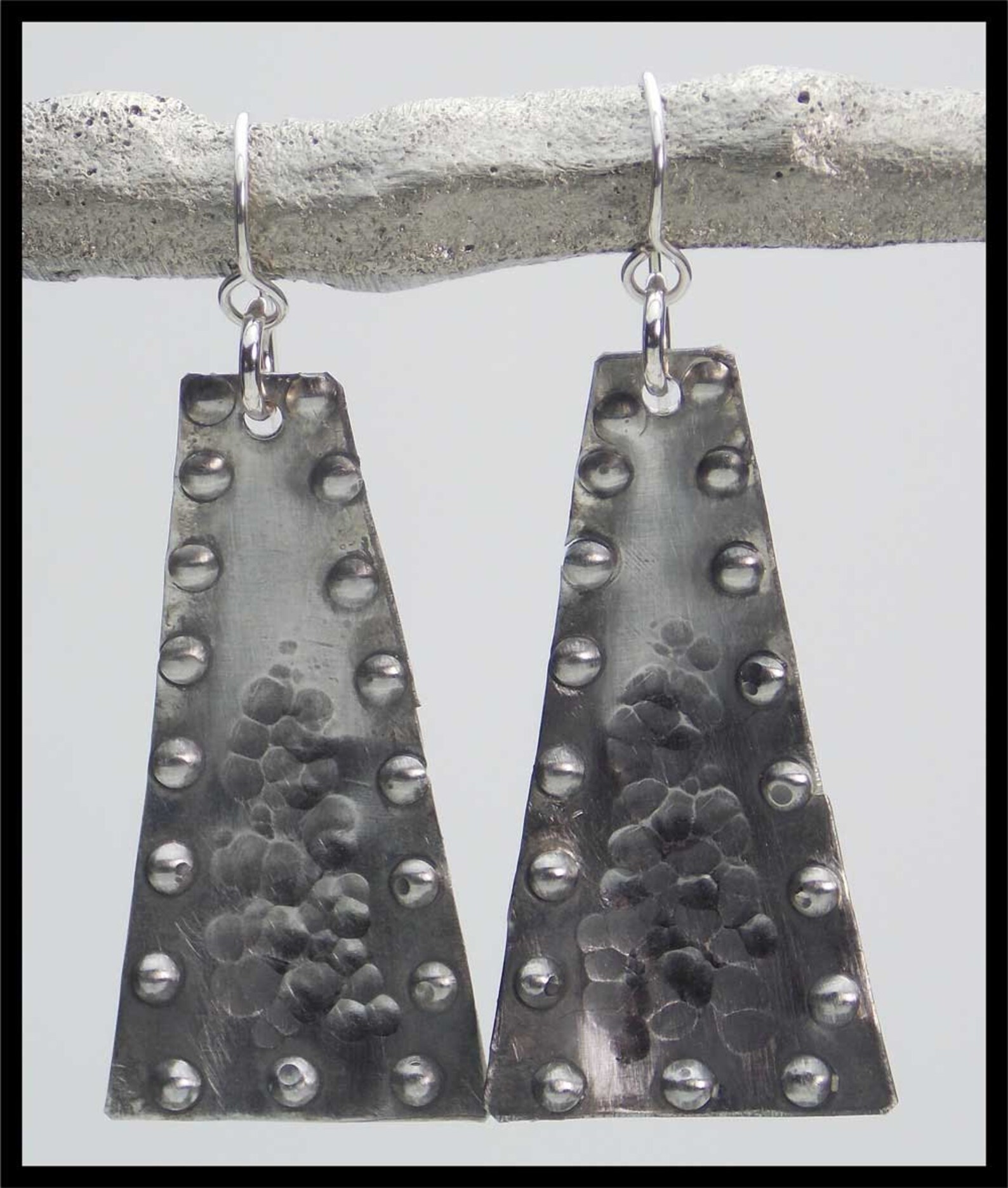 SILVER EGYPTIAN Dimpled Hammered Oxidized Pewter & Sterling