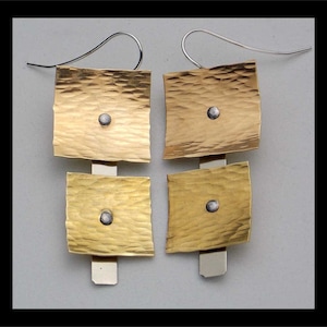 REMMI - Handforged Bronze and German Silver Riveted Statement Earrings