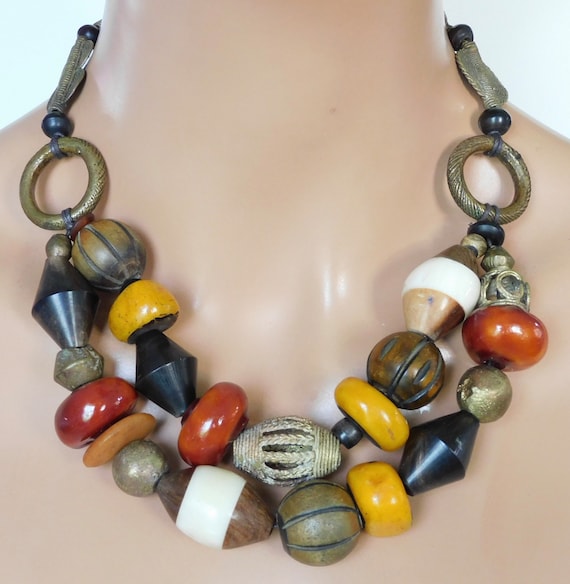 アクセサリー Layered African Beads Necklace Amazon.com: African Jewelry Sets for Women Colorful