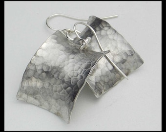 MARILYN - Handforged Hammered & Oxidized Curved Pewter Earrings