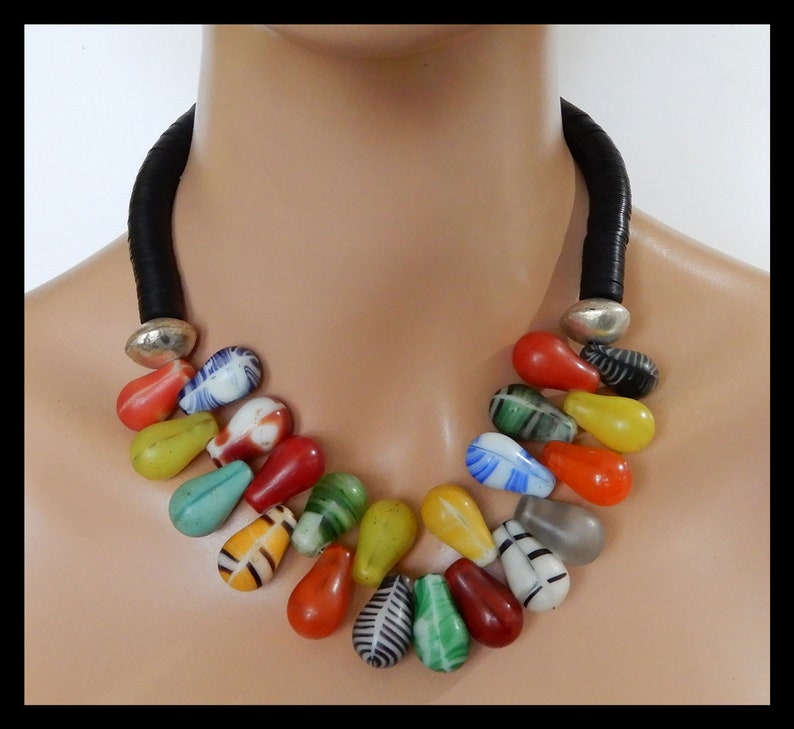 Old Handmade Mali Wedding Beads AFRICAN WEDDING BEADS African Vulcanite African Coin Silver Beads Statement Necklace
