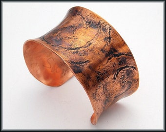 KIKI - Handforged Textured Antiqued Concave Copper Cuff Bracelet