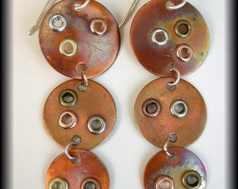SOHO - "Industrial" Handforged & Flamed Copper  Earrings