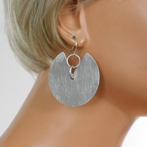 ZEMA - Handmade Brushed Pewter Tribal-Style Statement Earrings