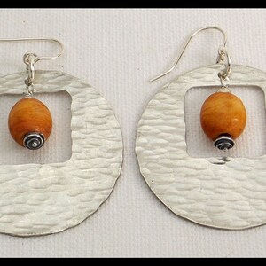 URSULA - Handforged Hammered Pewter and Nigerian Bone Statement Earrings